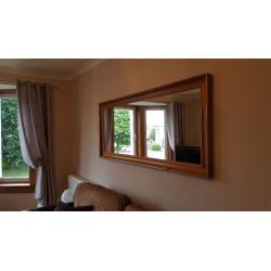 Large living room mirror with oak frame. 165cm x 75cm. Excellent condition