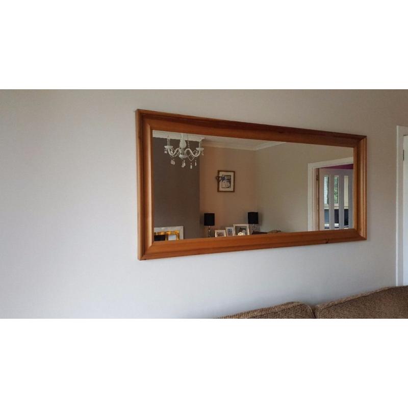 Large living room mirror with oak frame. 165cm x 75cm. Excellent condition