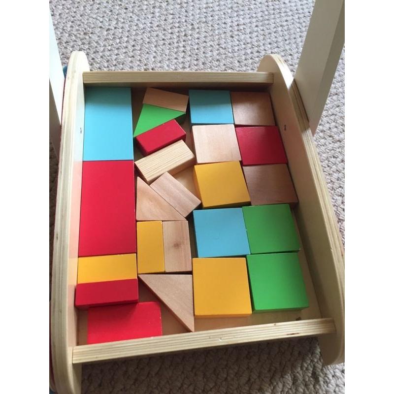 Early Learning Centre Wooden Walker With Blocks & Beads