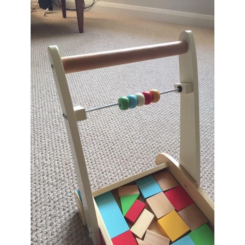 Early Learning Centre Wooden Walker With Blocks & Beads