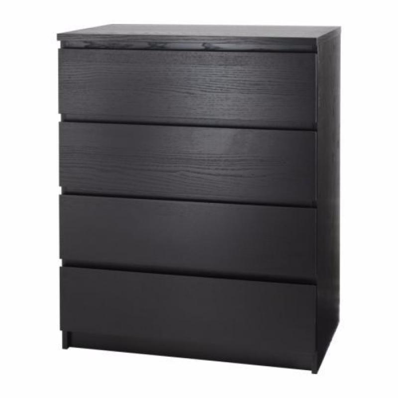 MALM IKEA CHEST OF DRAWERS BLACK-BROWN