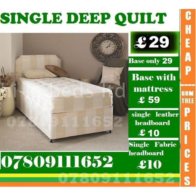 New Single, Double and King Size Deep Quilted Bed Frame with Mattress Range