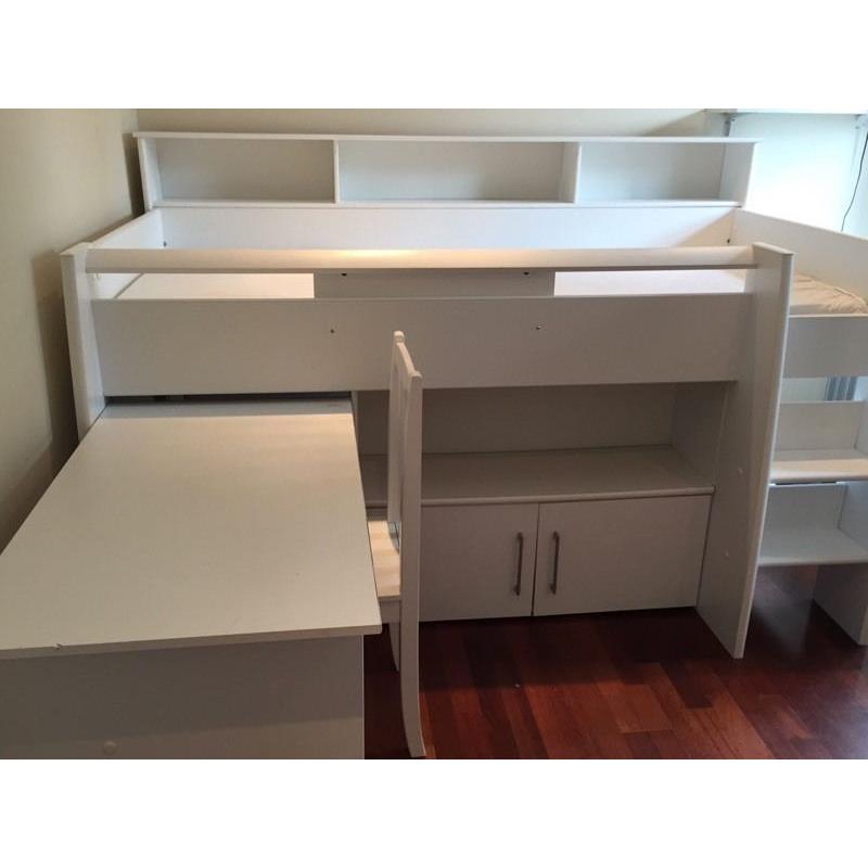 TWO Children's Cabin Beds with Tuck Away Desk, Chair and Mattress