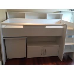 TWO Children's Cabin Beds with Tuck Away Desk, Chair and Mattress