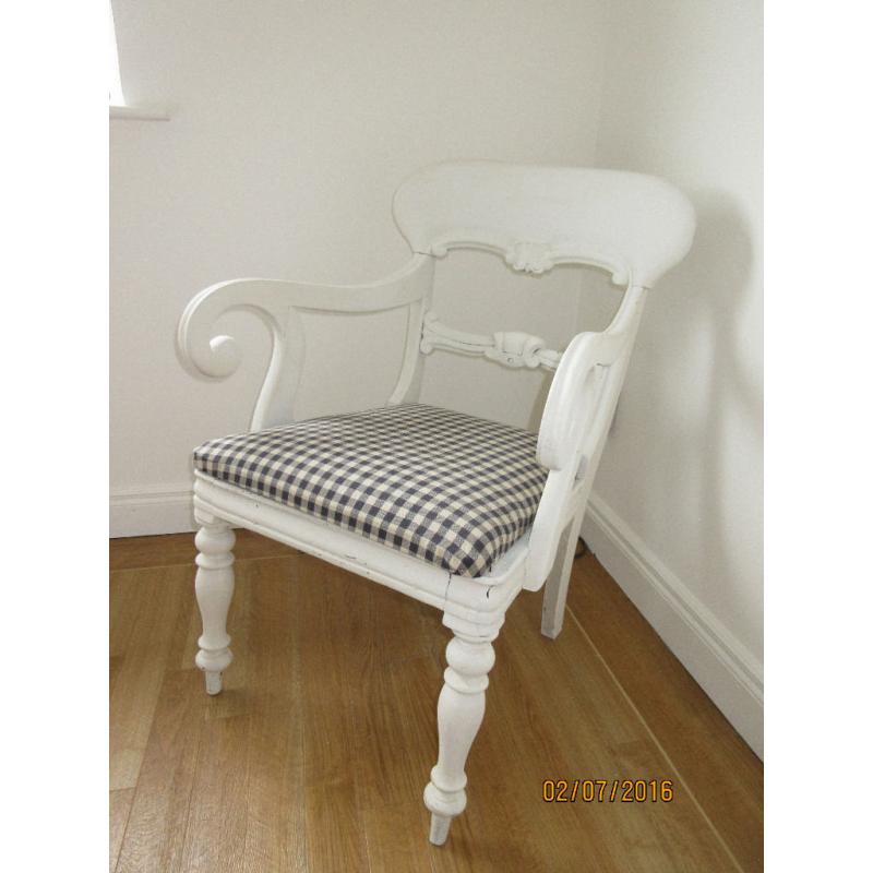 White painted french style chair with gingham seat