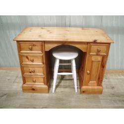 Small Solid Pine Dressing Table and Stool.