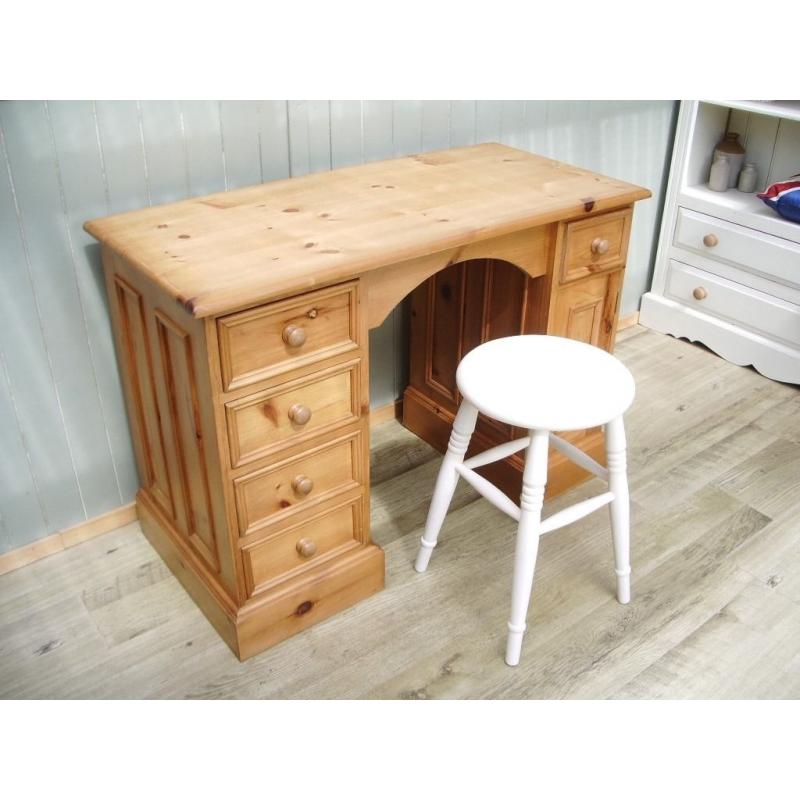 Small Solid Pine Dressing Table and Stool.