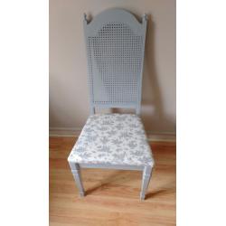 LOVELY VINTAGE FRENCH SHABBY CHIC GREY RATTAN BACK CHAIR ~ B