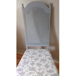 LOVELY VINTAGE FRENCH SHABBY CHIC GREY RATTAN BACK CHAIR ~ B