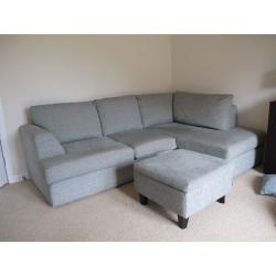 Duck Egg Blue Corner Sofa with matching Footstool - Schreiber