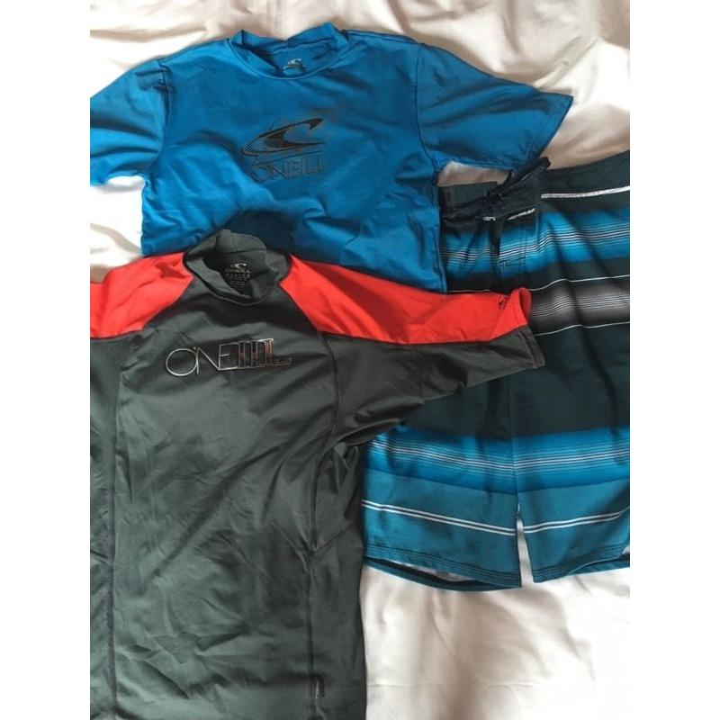 Boarder swim shorts and Rashie vests bundle boys age 14