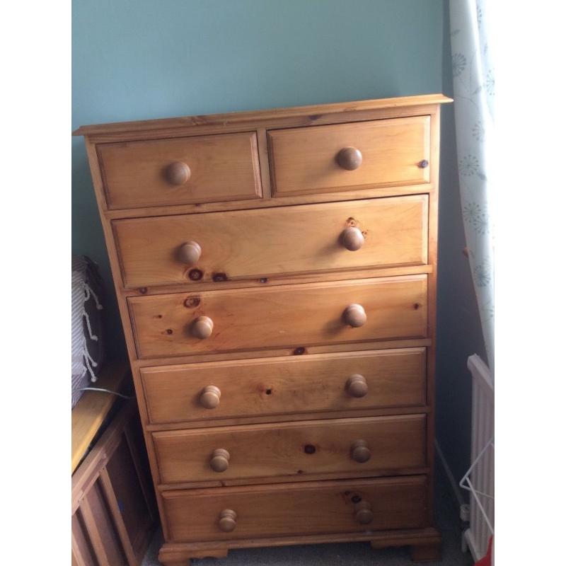 Two ,solid, antique pine chest of drawers with 5+2 drawers each in very good condition
