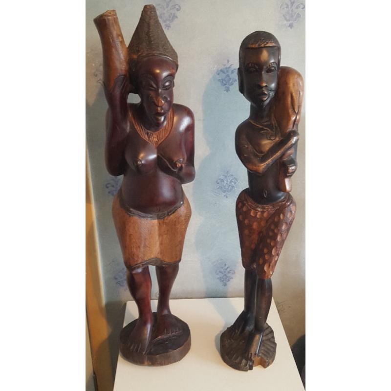 2 large african carved figures