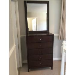 Chest of 5 drawers and matching mirror!