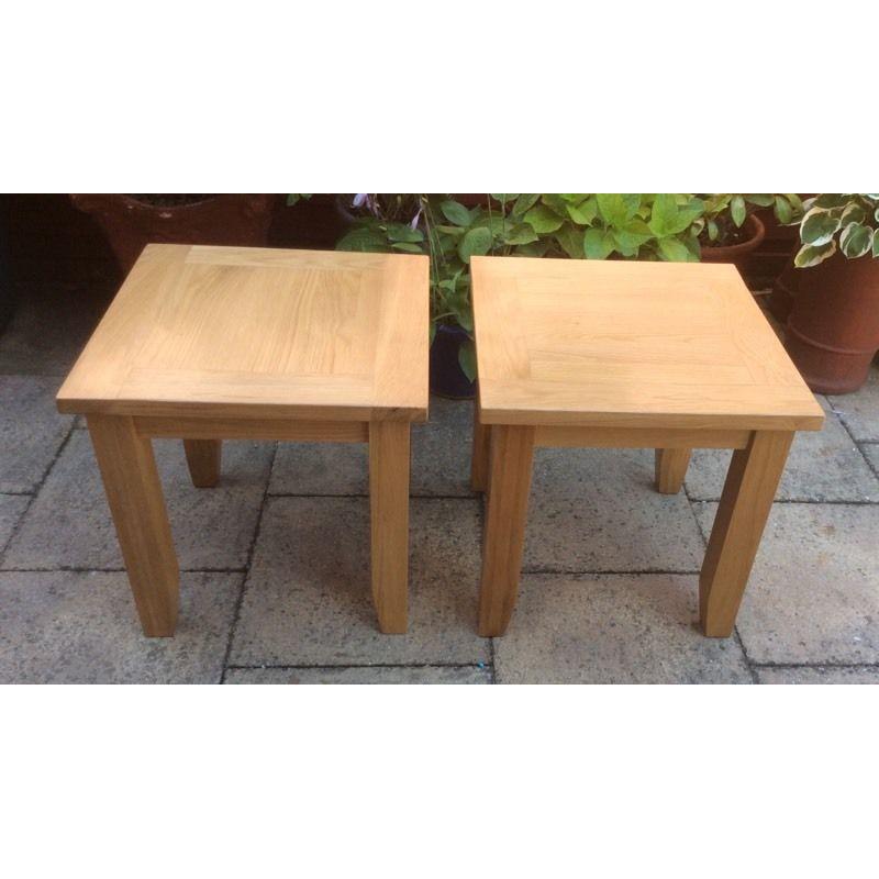 Pair Of Solid Oak Lamp Tables.