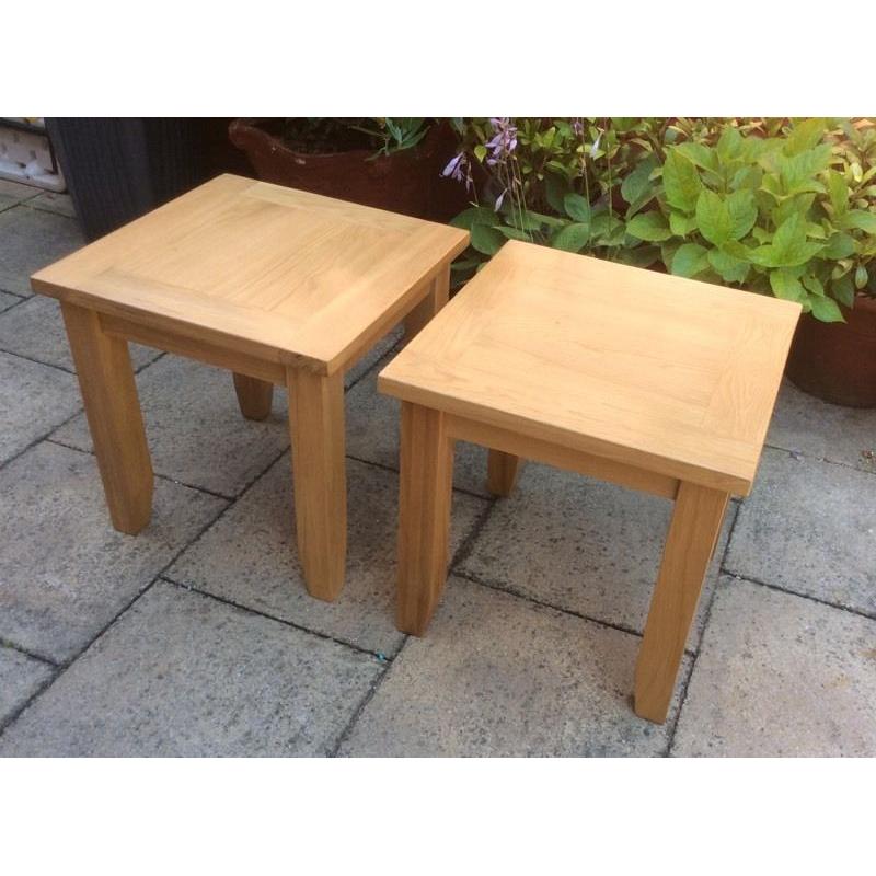 Pair Of Solid Oak Lamp Tables.