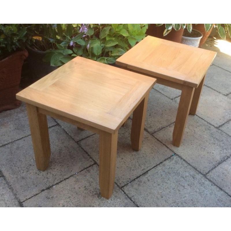 Pair Of Solid Oak Lamp Tables.