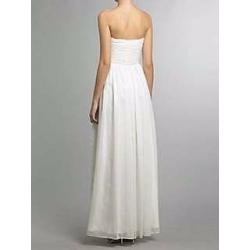 Strapless Jewel Ruched Waist Dress in White (ivory) size 8