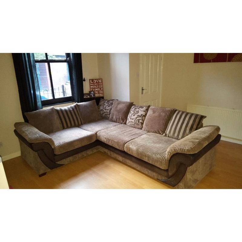 Immaculate condition DFS Divine Mocha left hand corner Sofa & Pouffe