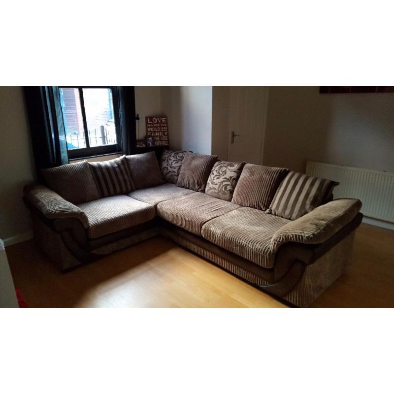 Immaculate condition DFS Divine Mocha left hand corner Sofa & Pouffe