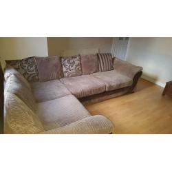 Immaculate condition DFS Divine Mocha left hand corner Sofa & Pouffe