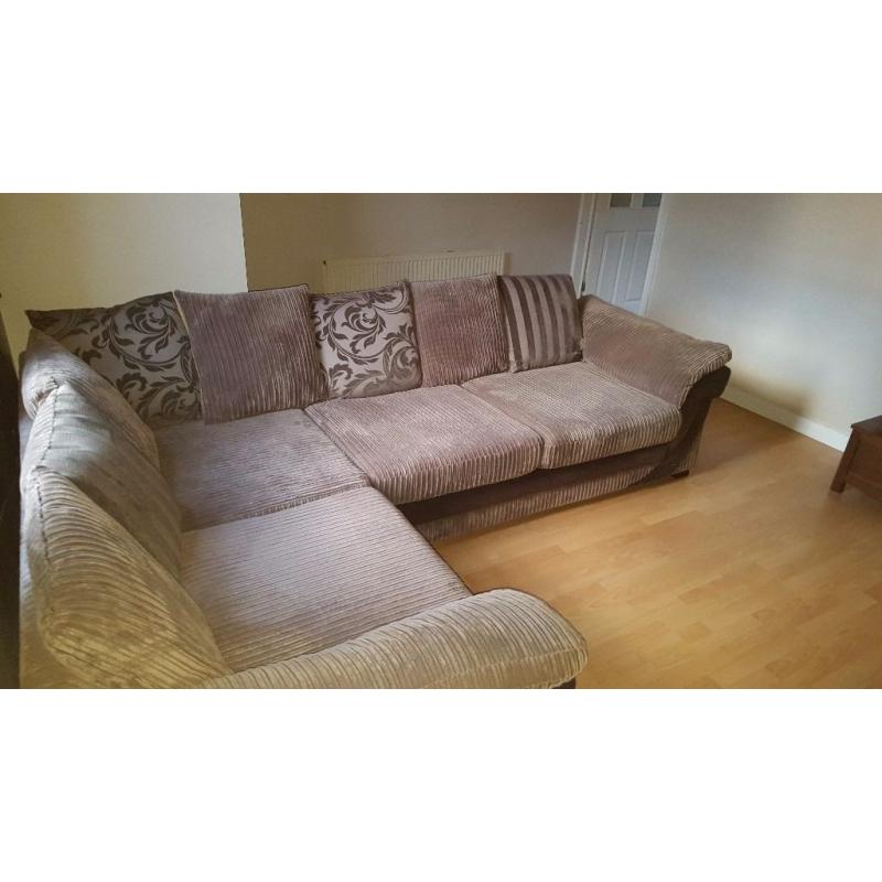 Immaculate condition DFS Divine Mocha left hand corner Sofa & Pouffe