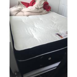 5ft divan bed with end drawer + mattress + headboard good as new