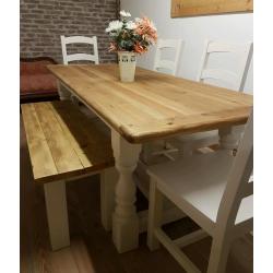 reclaimed pine farmhouse dining table chairs bench painted shabby chic