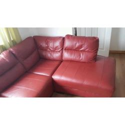 Red corner sofa and chair.