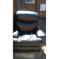 Second hand black leather recliner chair, few marks but good working order.