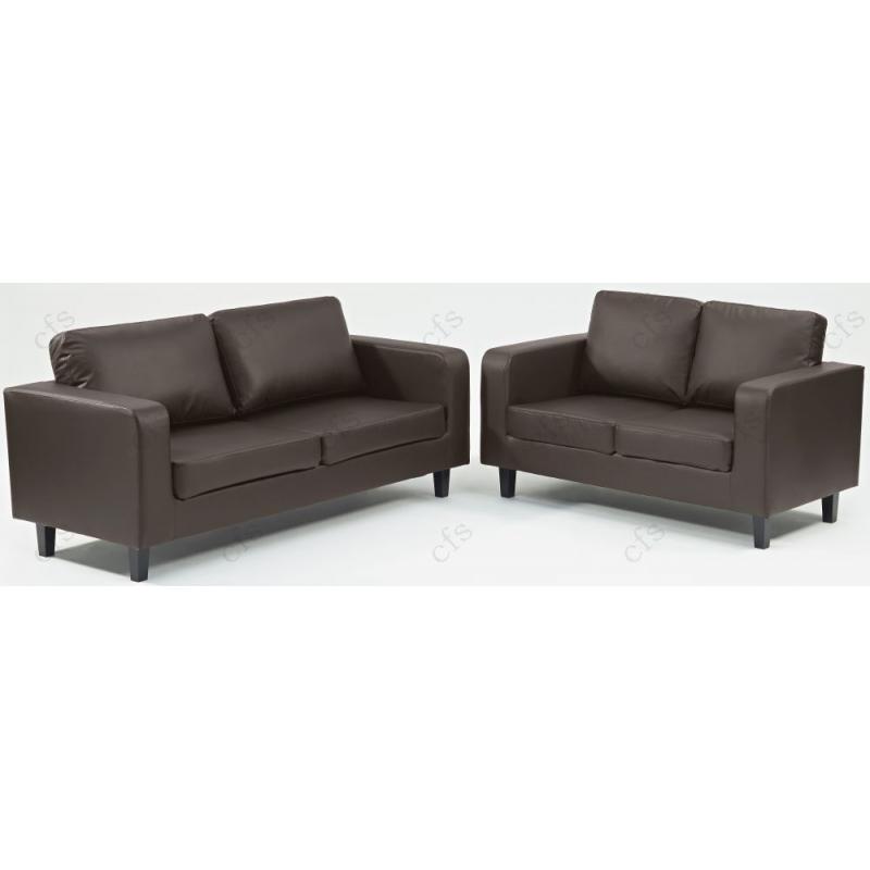 Modern And Low Priced Sofa/// Galaxy 3+2 Leather Sofa Suite Black / Brown