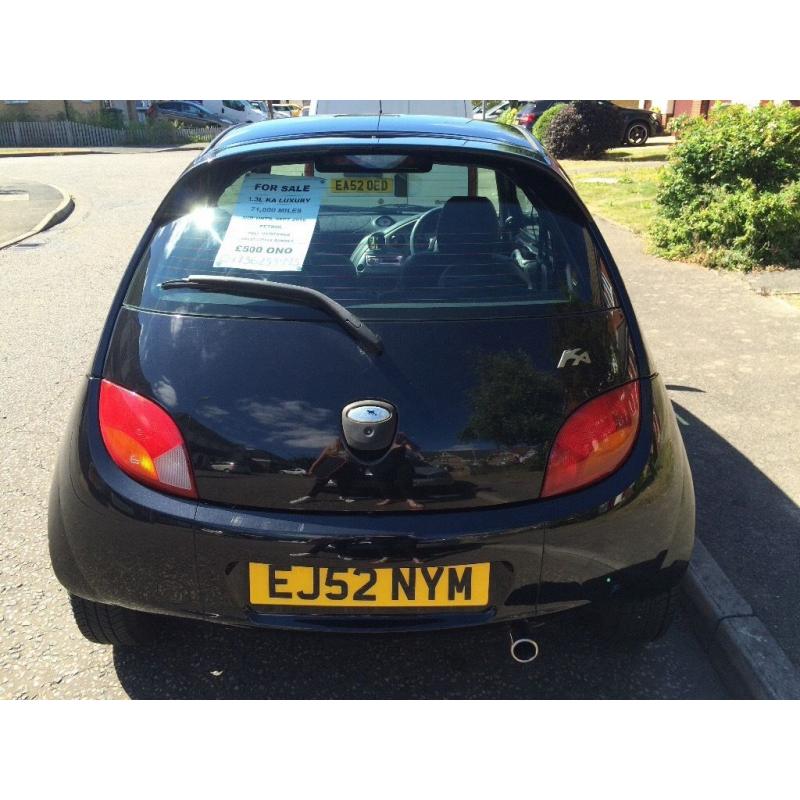 FORD KA 1.3 LUXURY BLACK 52 PLATE