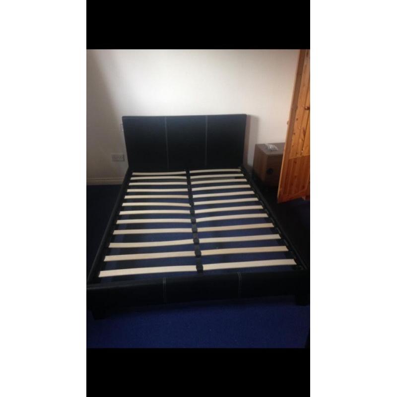 Double leather bed