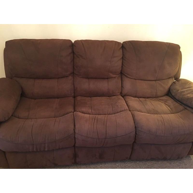 3seater+ 1 Rocking Recliner Suede Leather Living Room Set ( Full Recline)