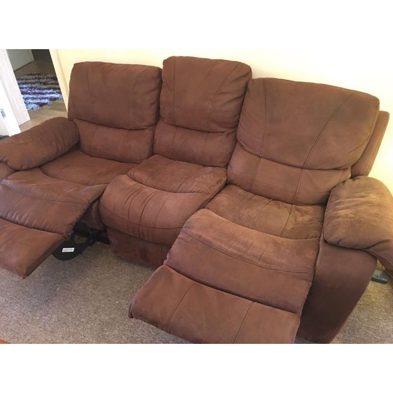 3seater+ 1 Rocking Recliner Suede Leather Living Room Set ( Full Recline)