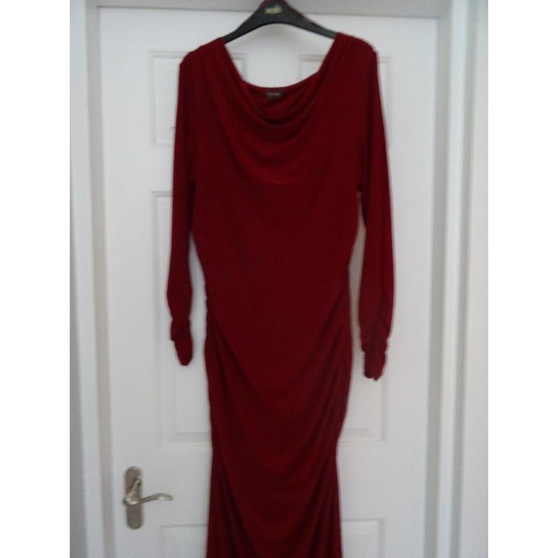 Long dark Red Phase Eight dress size 14 good condition