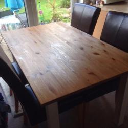 Solid wood dining table & 6 leather chairs