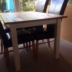 Solid wood dining table & 6 leather chairs