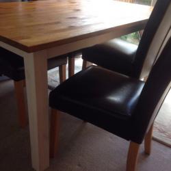 Solid wood dining table & 6 leather chairs