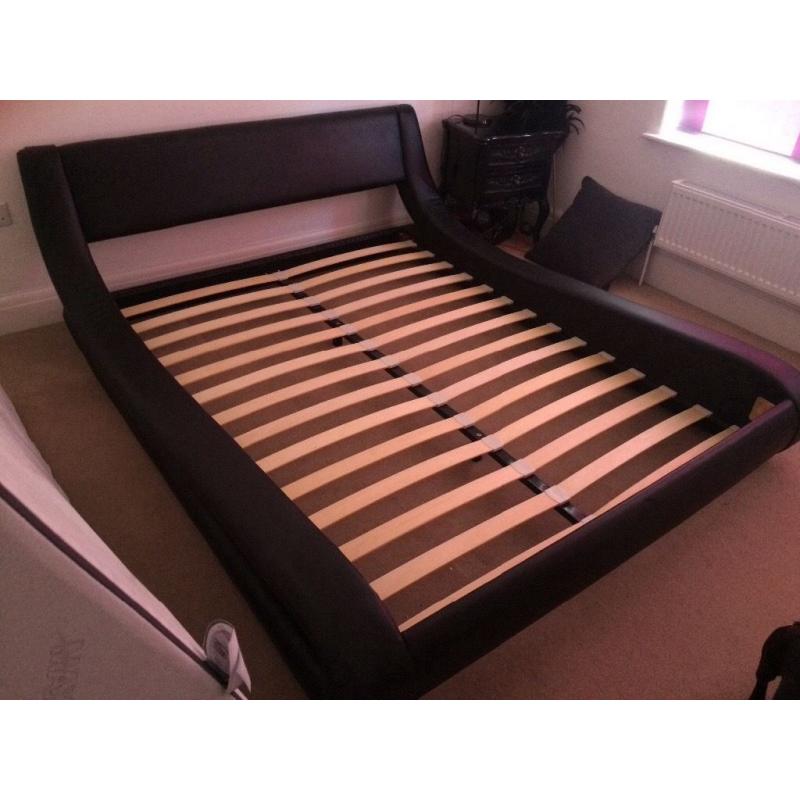 Black, King Size, Faux Leather Bed Frame