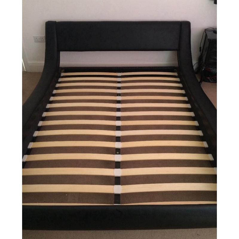 Black, King Size, Faux Leather Bed Frame