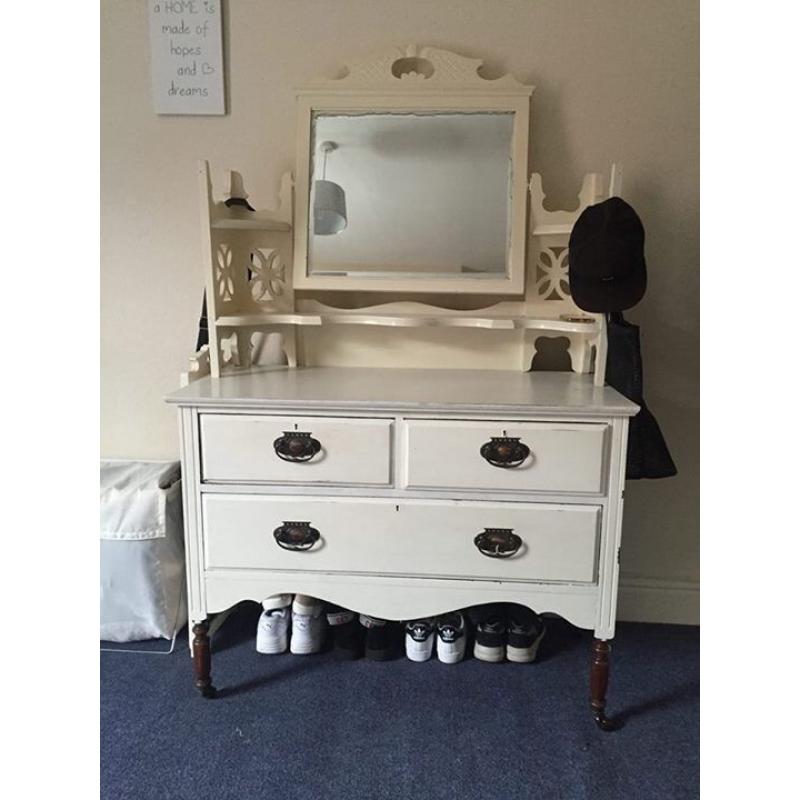 Shabby chic dresser and mirror unit