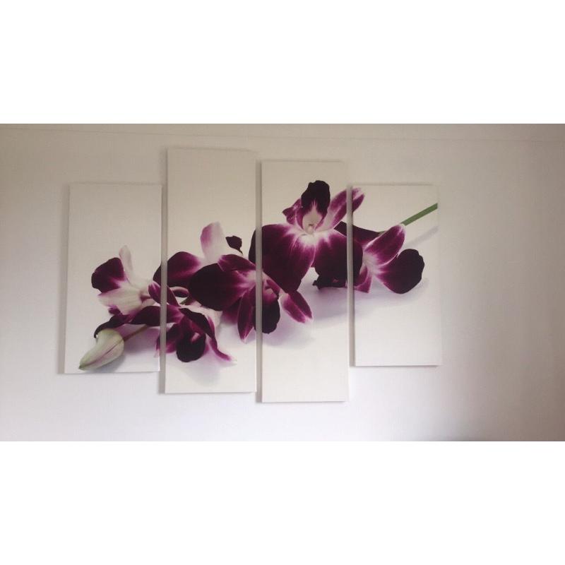 White canvas with orchid flower