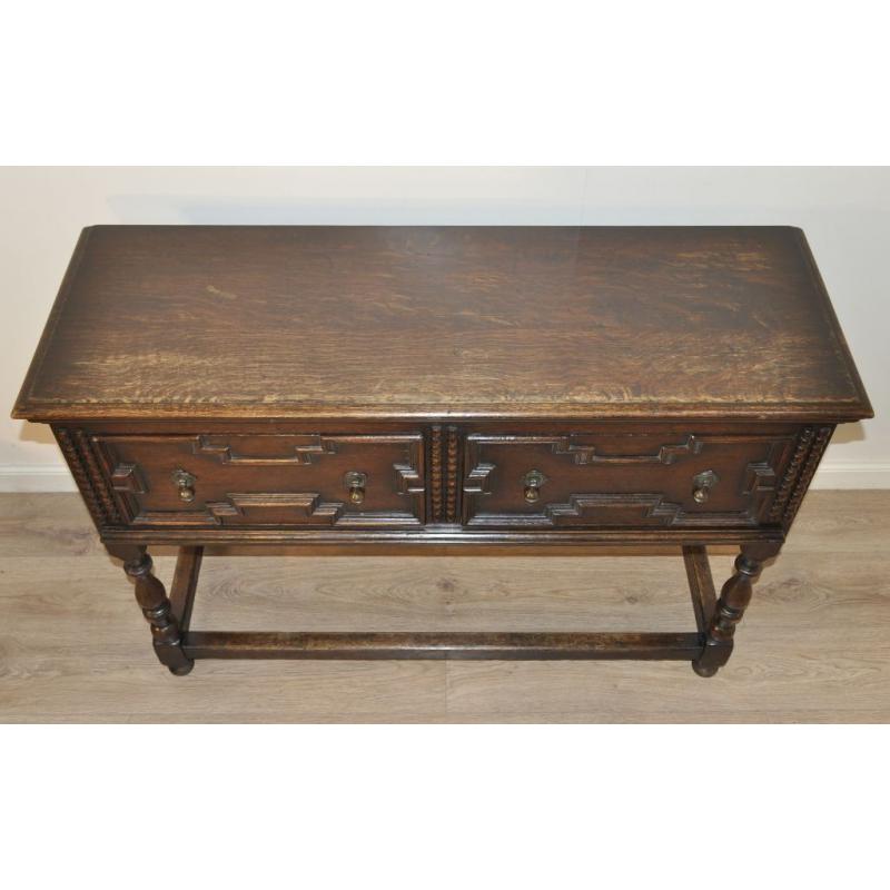 Attractive Large Antique Victorian Carved Oak Sideboard Cabinet With Drawers