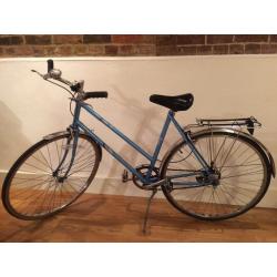 Ladies Vintage Raleigh Blue Bike Slightly Dutch Style Medium Size, With Rack