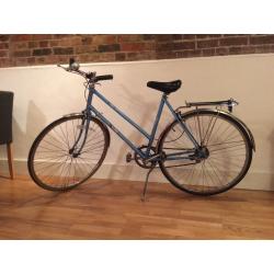 Ladies Vintage Raleigh Blue Bike Slightly Dutch Style Medium Size, With Rack