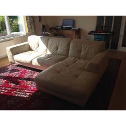 Beautiful Cream Leather Corner Sofa - Great Condition.