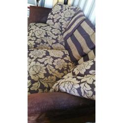 LARGE DARK BROWN VELOUR 3 SEATER SOFA FOR SALE.