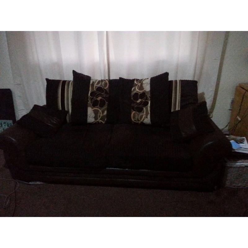 SCS Dark brown cord 3 seater sofa