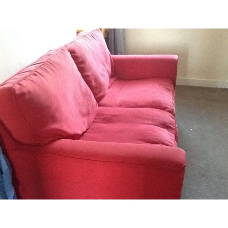 Red 3 seater sofa in great condition